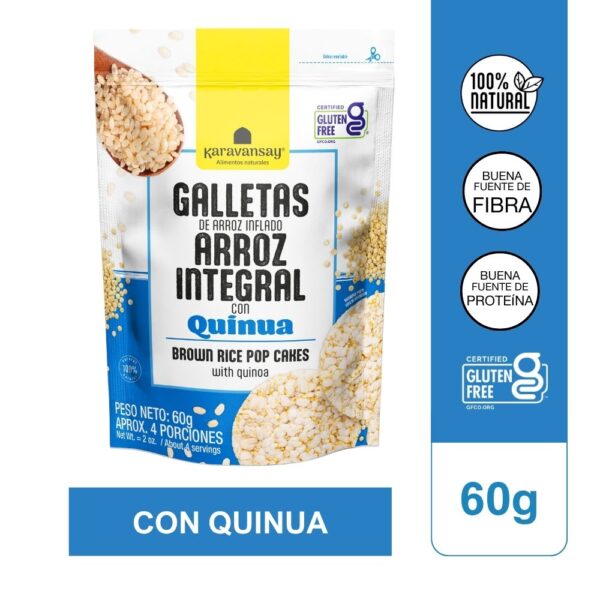 Galletas de arroz inflado integral con quinua x60g