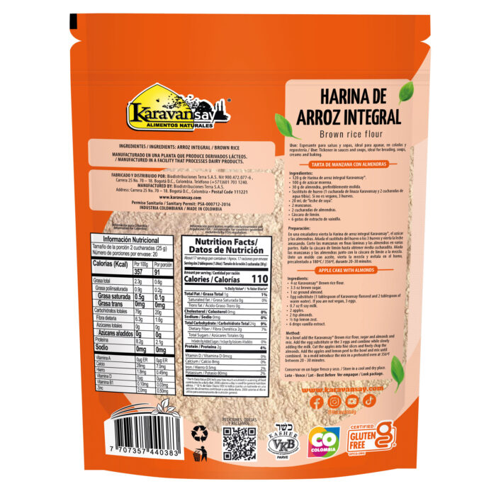 Harina De Arroz Integral X 500g - Karavansay