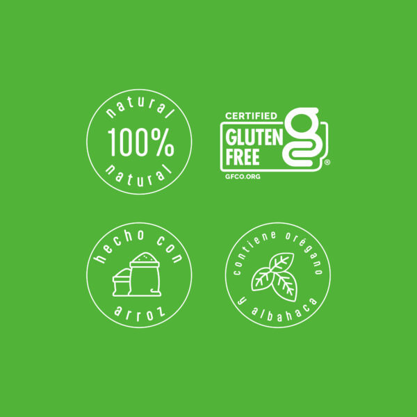 Sellos de beneficios de galletas de arroz integral orégano y albahaca Karavansay, 100% natural, hechas con arroz integral y hierbas naturales