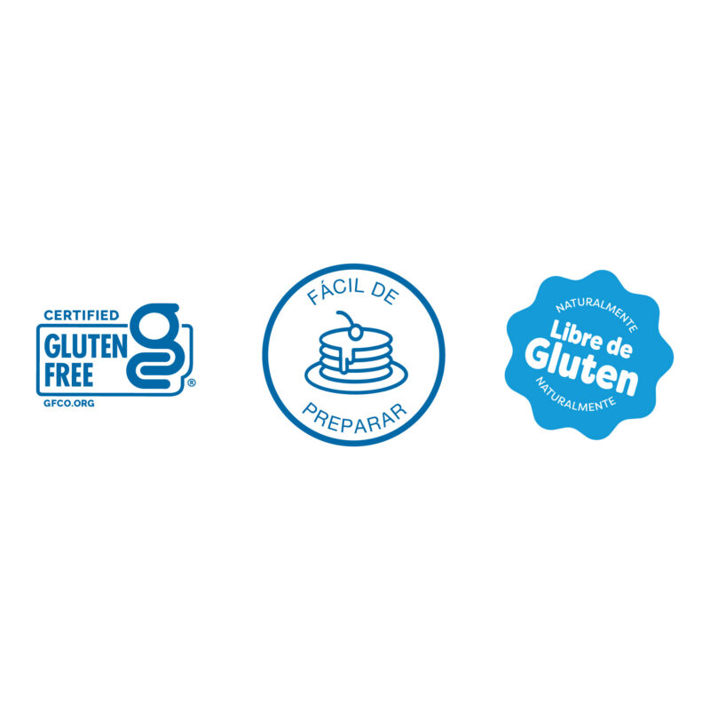 Sellos de beneficios de la premezcla para pancakes Karavansay, libre de gluten, fácil de preparar y producto natural