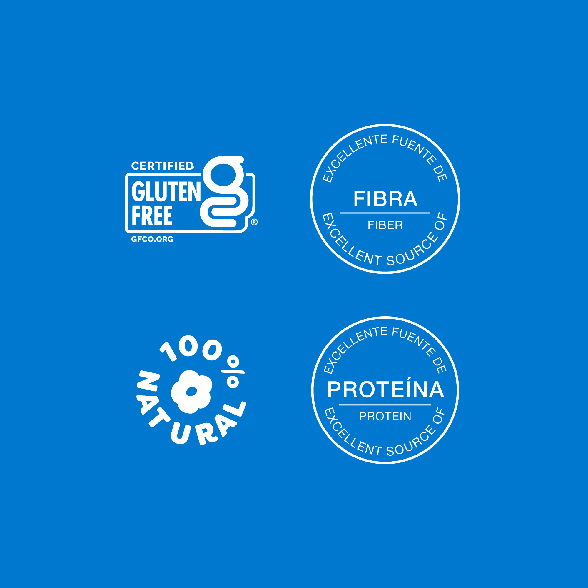 sellos de beneficios de las semillas de chía Karavansay, fuente de fibra, proteína y 100% natural