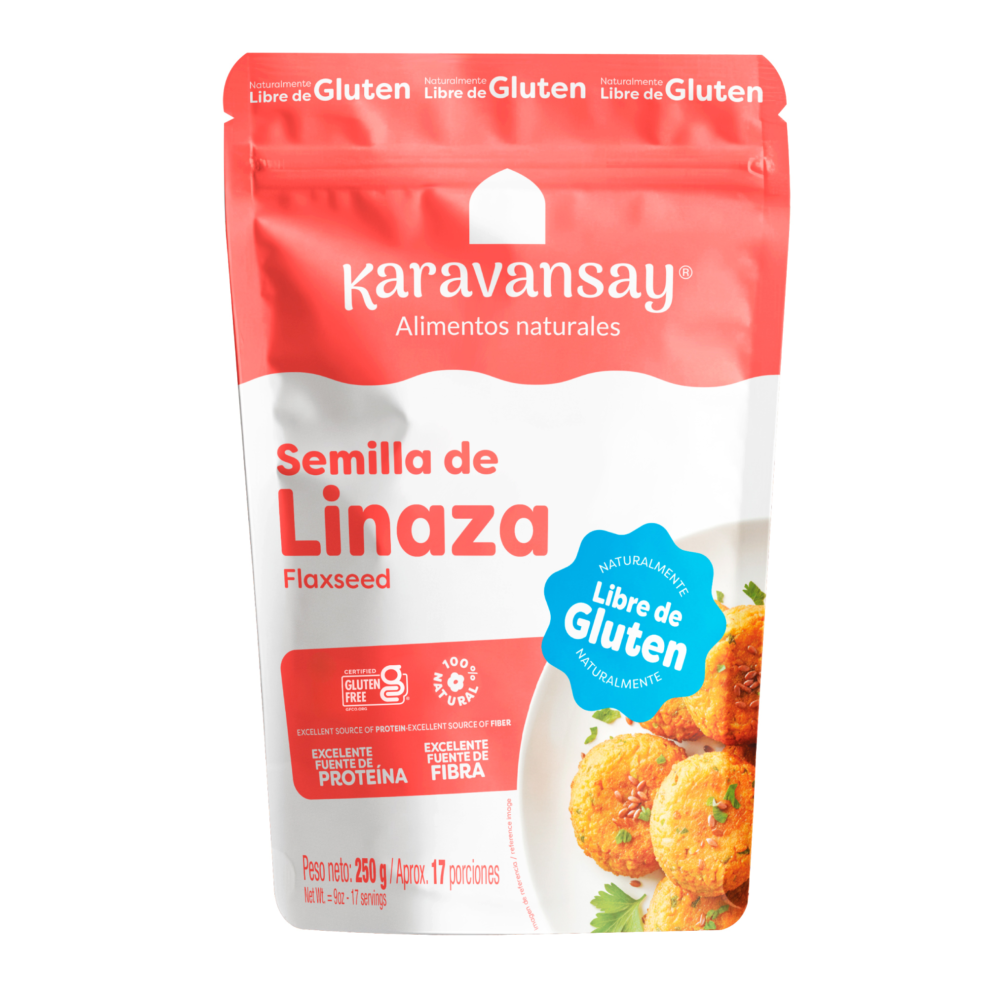 semillas de linaza Karavansay en bolsa resellable, producto natural para cocina