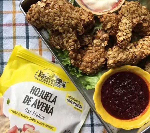 Alitas de pollo con costra de avena