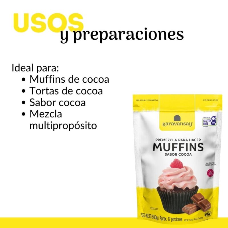 Premezcla para hacer muffins sabor cocoa 500g - Imagen 2