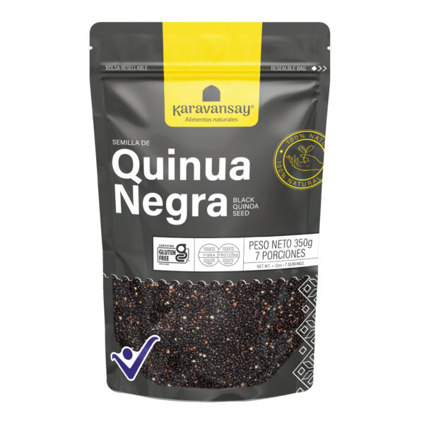 quinua negra Karavansay en bolsa resellable, grano natural