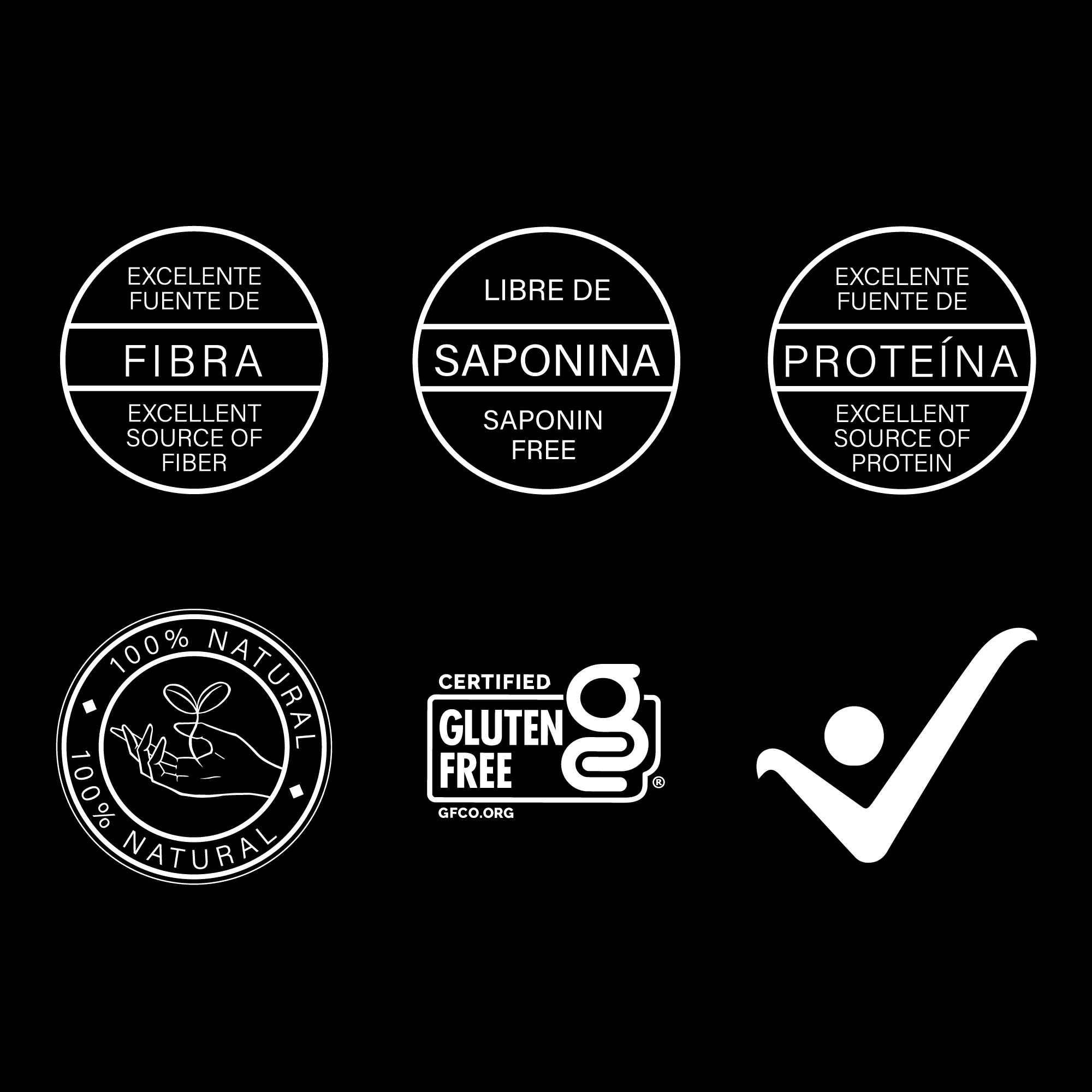 sellos de beneficios de la quinua negra Karavansay, libre de saponina, fuente de fibra y proteína