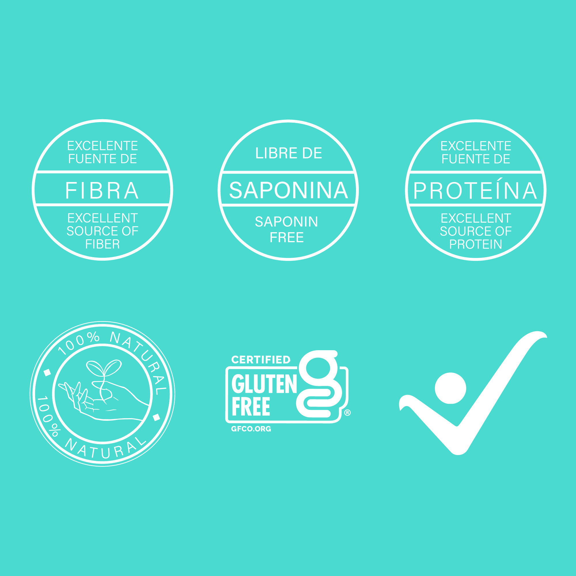 Sellos de beneficios de la quinua tricolor Karavansay, libre de saponina, fuente de fibra y proteína