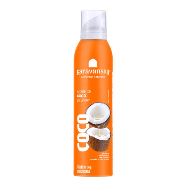 Aceite de coco en spray Karavansay en envase aerosol, aceite natural para cocinar