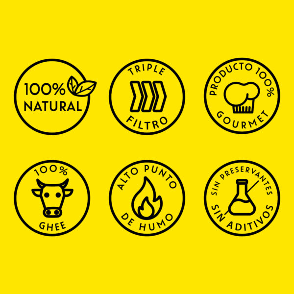 Sellos de beneficios del ghee Karavansay, 100% natural, triple filtro, alto punto de humo y sin aditivos