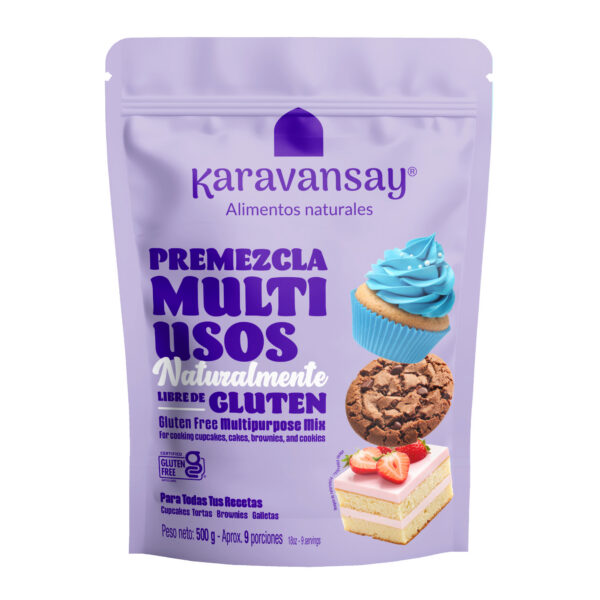 premezcla multiusos Karavansay en bolsa morada, mezcla para repostería sin gluten